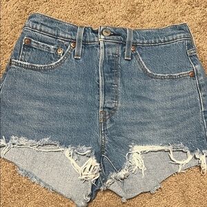 Levi's Blue Distressed Jean Shorts